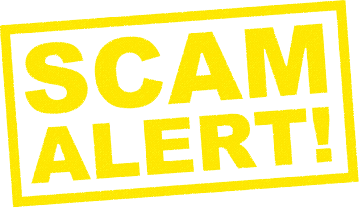 scam alert red stamp