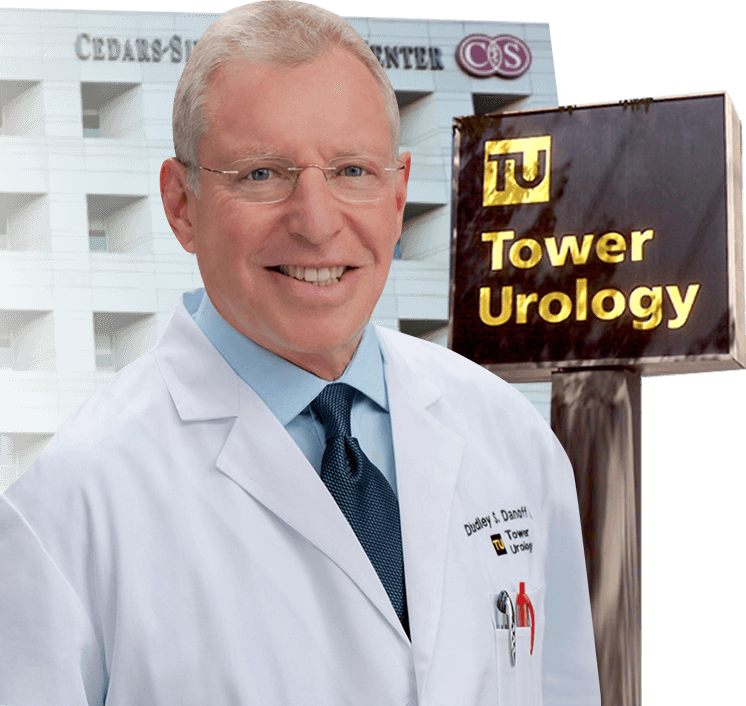 Dr. Dudley Danoff outside Tower of Urology, Cedars-Sinai Center