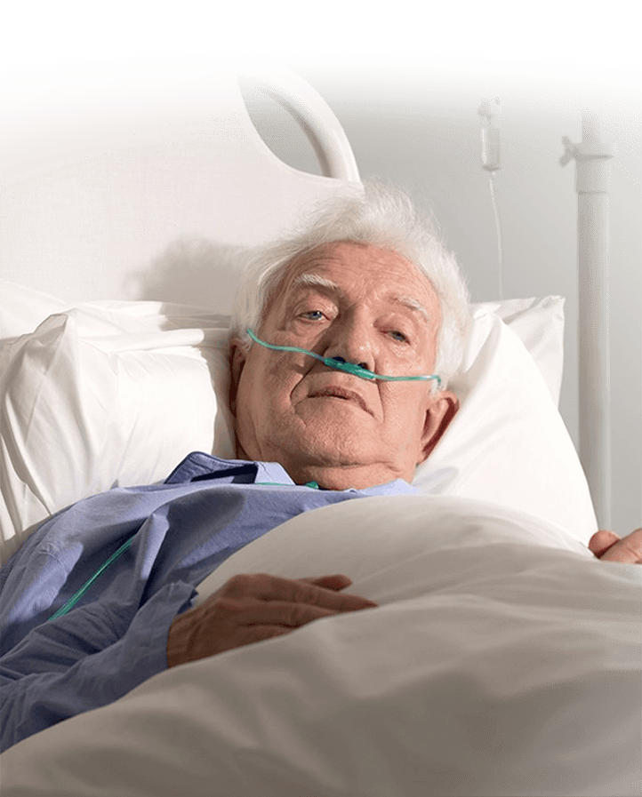 sick man in hospital bed