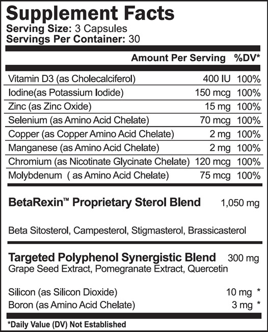 prostagenix supplement facts label